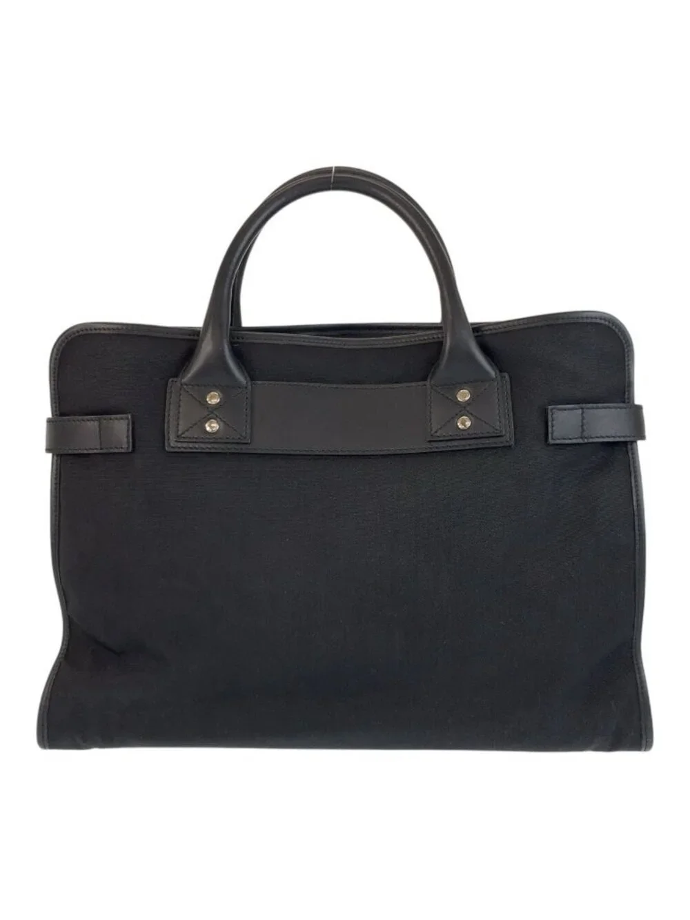 Gucci Sherry Line Black Silver Nylon Leather Business Briefcase